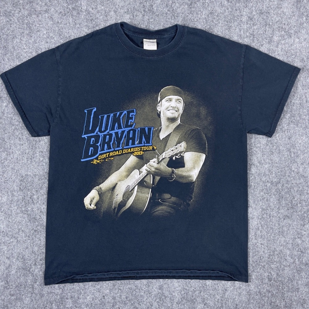 Luke Bryan Concert Tour Shirt Mens Medium Black Dirt Road Diaries 2013